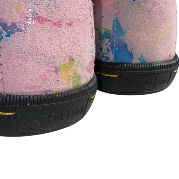 DR MARTENS Sheridan Pink Confetti Suede Lace-Up Boots Rainbow Burst - Picture 5 of 7